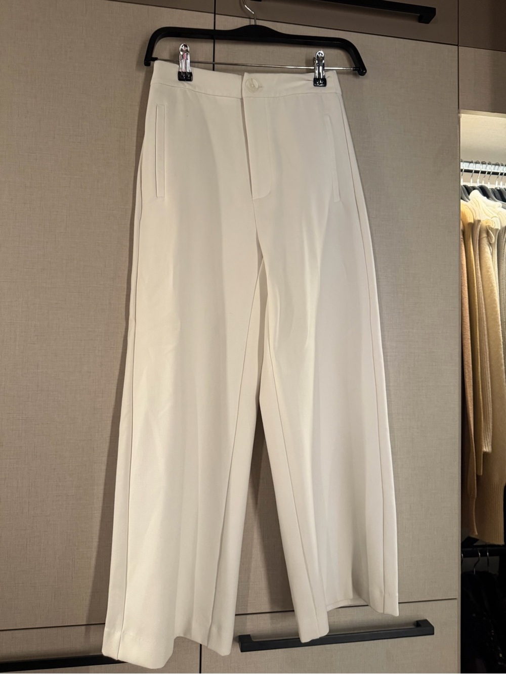 stradivarius Cream Wide-Leg Trousers